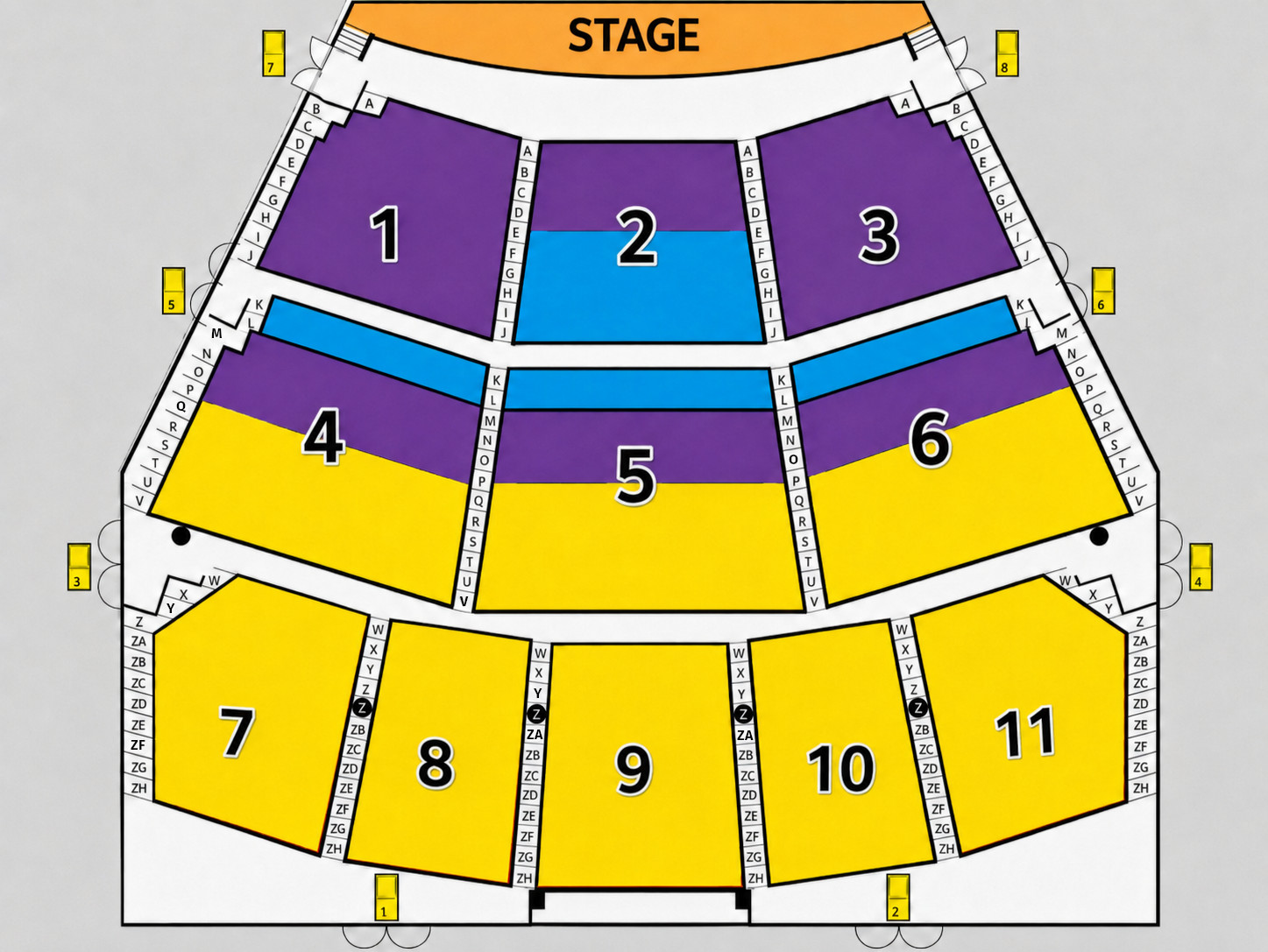 แผนผังโซนที่นั่งเทียบกับเวที
